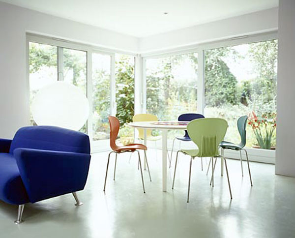 Timber sliding doors and rubber flooring on top of underfloor heating.
